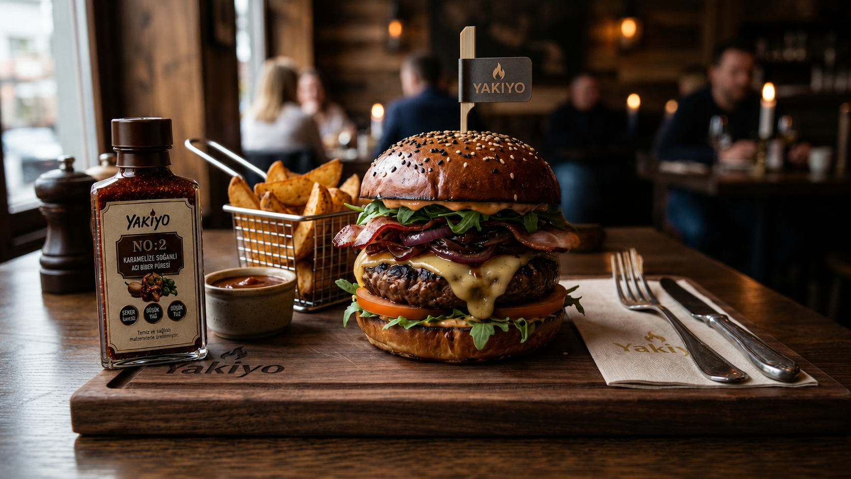Yakiyo No:2 ile Tütsülenmiş Karamelli Gurme Burger